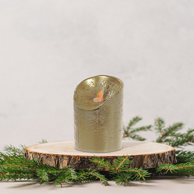 Led Sparkling Wax Candle (Gold) - Set of 2