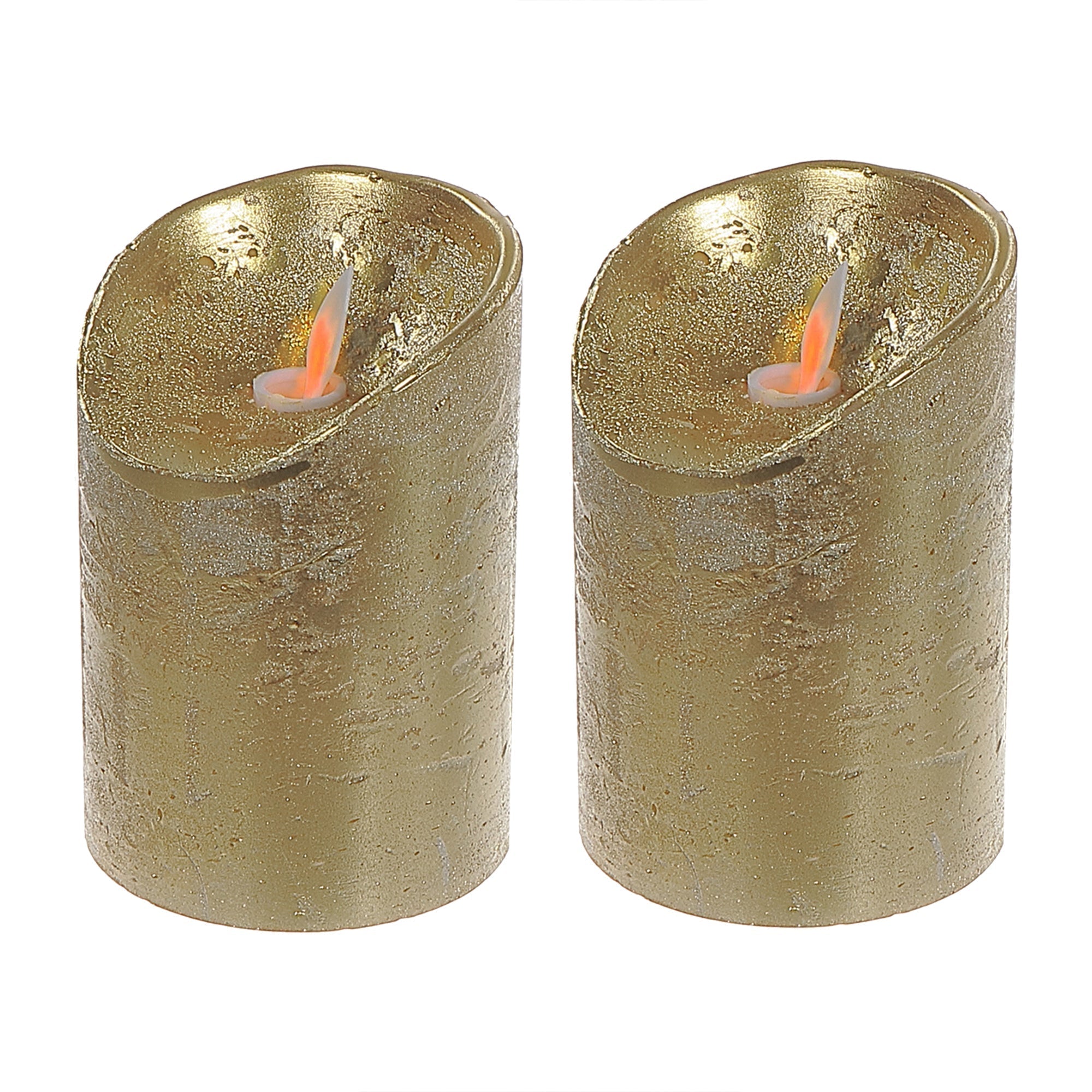 LED Sparkling Wax Candle Gold Set of 2 – Christmas Table Decor, Holiday Lighting Accent, Festive Winter Home Decor