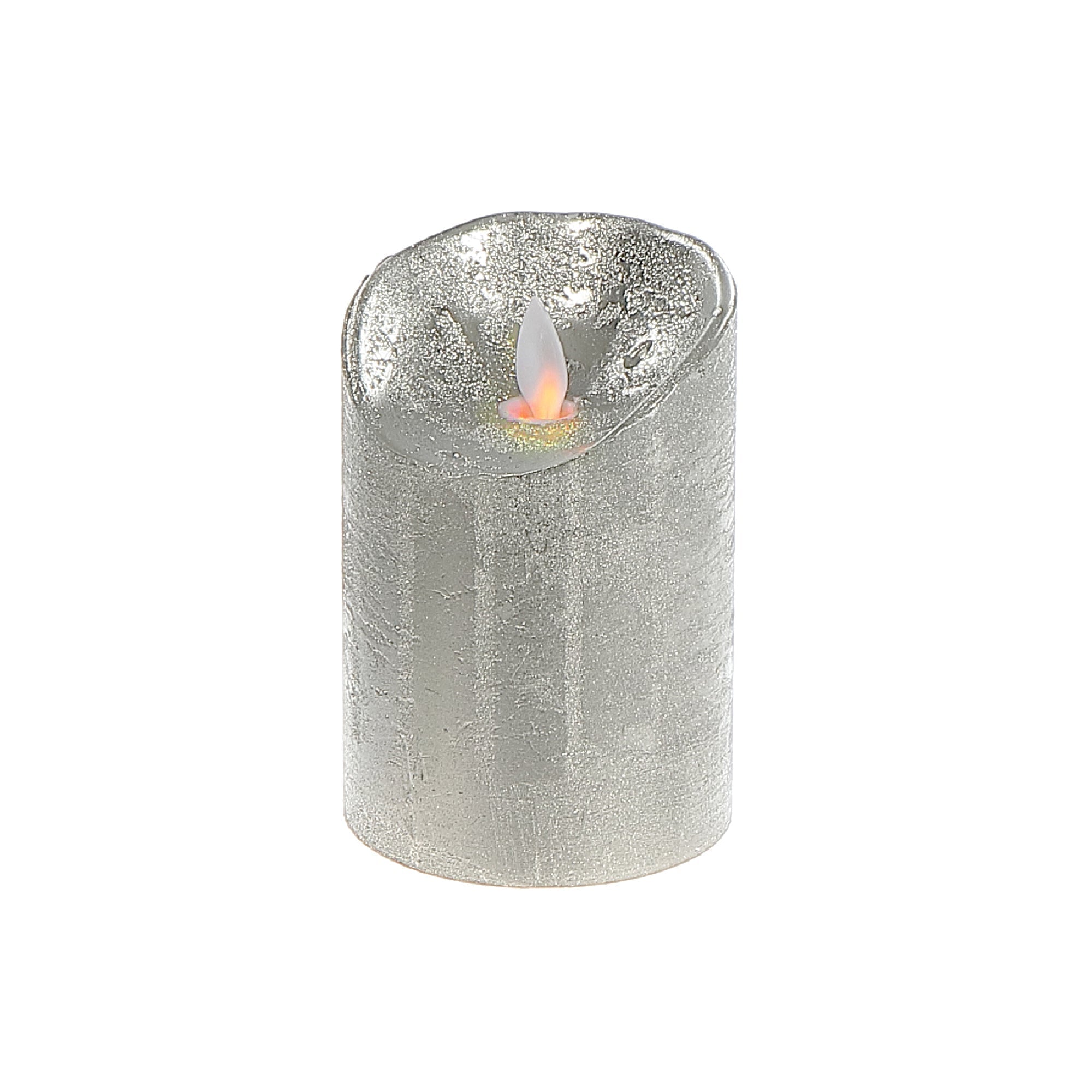LED Sparkling Wax Candle Silver Set of 2 – Christmas Table Decor, Holiday Lighting Accent, Festive Winter Home Decor