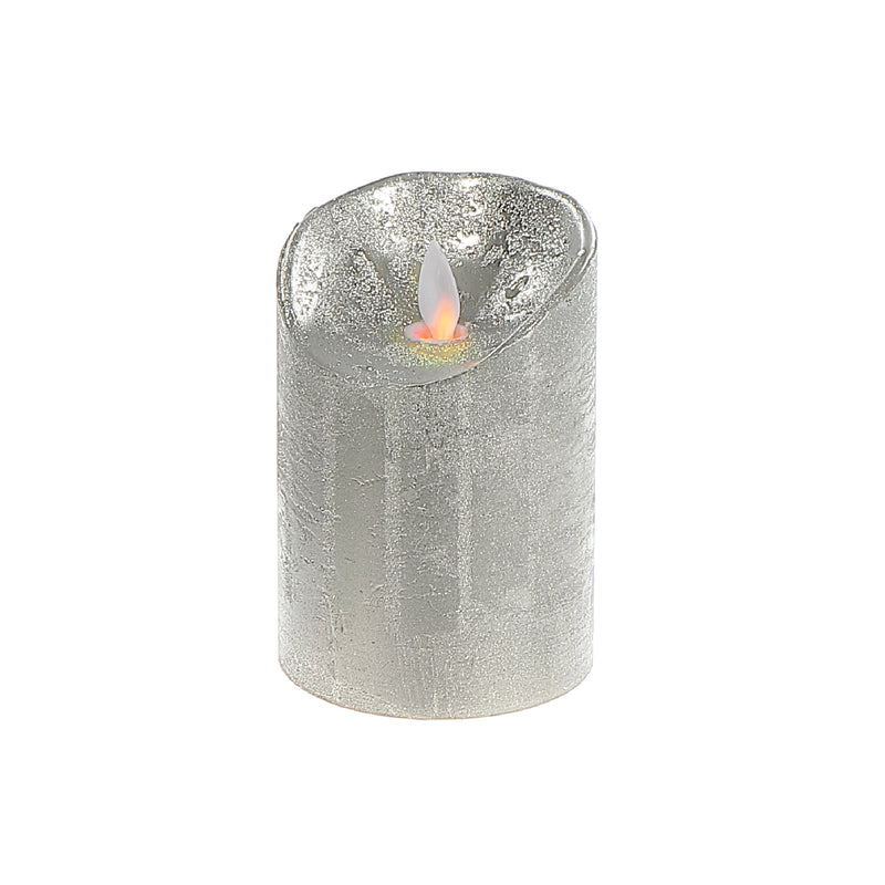 Led Sparkling Wax Candle (Silver) - Set of 2
