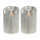 Led Sparkling Wax Candle (Silver) - Set of 2