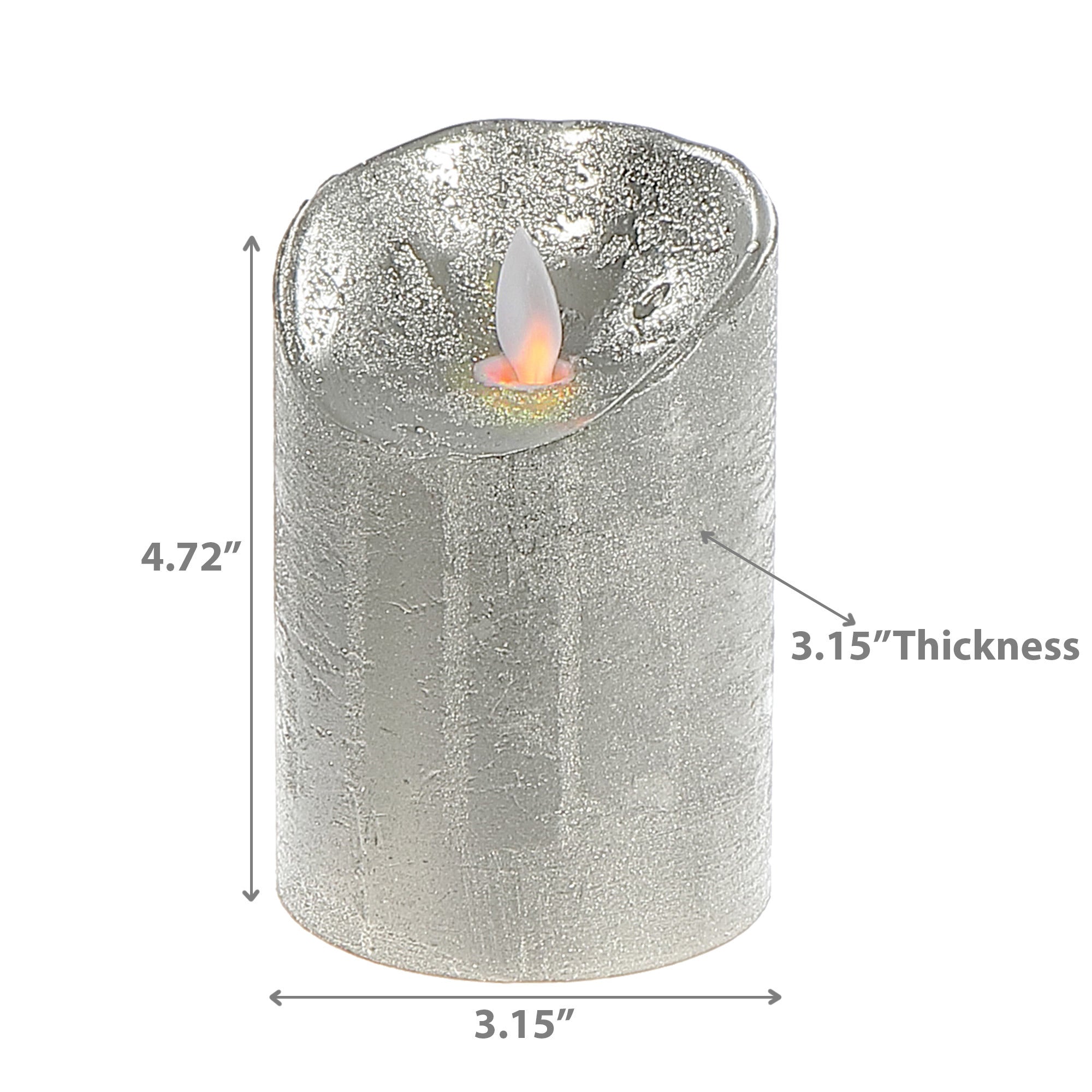 LED Sparkling Wax Candle Silver Set of 2 – Christmas Table Decor, Holiday Lighting Accent, Festive Winter Home Decor