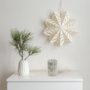 Led Cylinder Glass Stand (Deer In Winter Forest) (Gray) - Set of 2