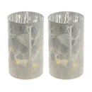 Led Cylinder Glass Stand (Deer In Winter Forest) (Gray) - Set of 2