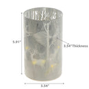 Led Cylinder Glass Stand (Deer In Winter Forest) (Gray) - Set of 2