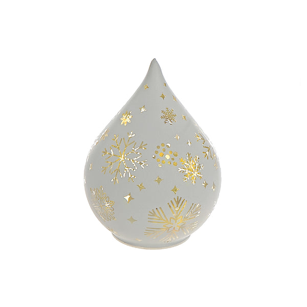 Led Teardrop Glass Stand (Snowflakes) (White) - Set of 2
