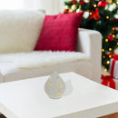 Led Teardrop Glass Stand (Snowflakes) (White) - Set of 2