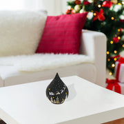 LED Teardrop Glass Stand Santa on Sleigh Black Set of 2 – Christmas Table Decor, Holiday Centerpiece, Festive Winter Display