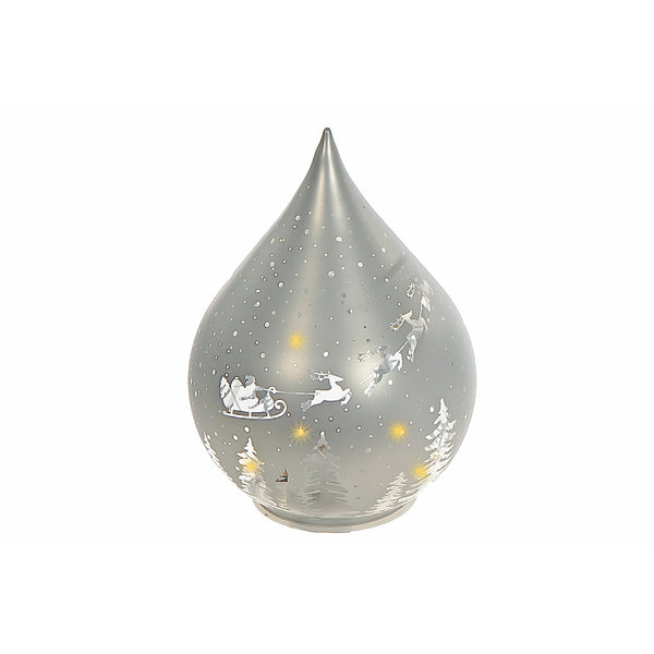 Led Teardrop Glass Stand (Santa On A Sleigh) (Silver) - Set of 2