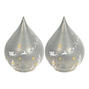 Led Teardrop Glass Stand (Santa On A Sleigh) (Silver) - Set of 2