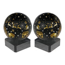 Led Rounded Glass Stand (Santa On A Sleigh) (Black) - Set of 2