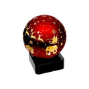 Led Rounded Glass Stand (Santa On A Sleigh) (Red) - Set of 2