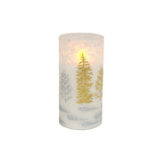 6" LED Glass Wax Candle Christmas Tree Gold, Christmas, Decorative Candle, Holiday Decor