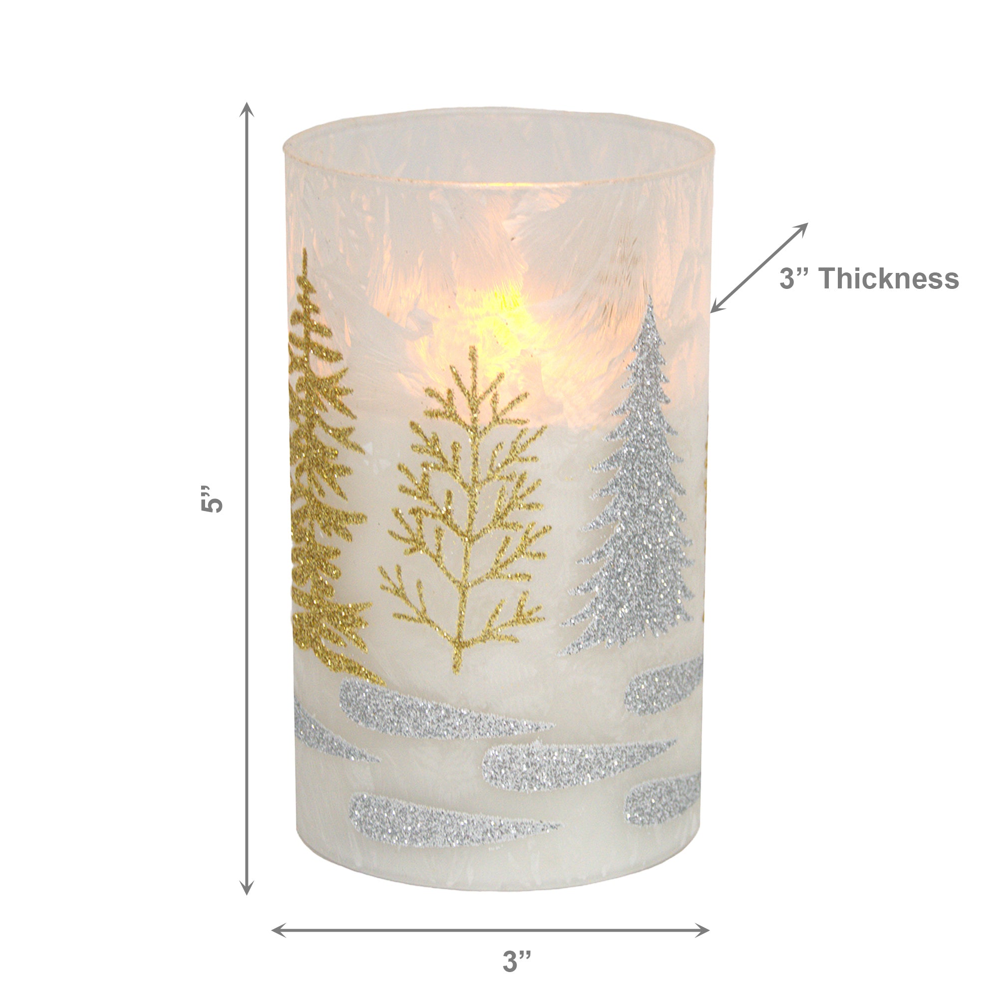 5" LED Glass Wax Candle Christmas Tree Gold, Christmas, Decorative Candle, Holiday Decor