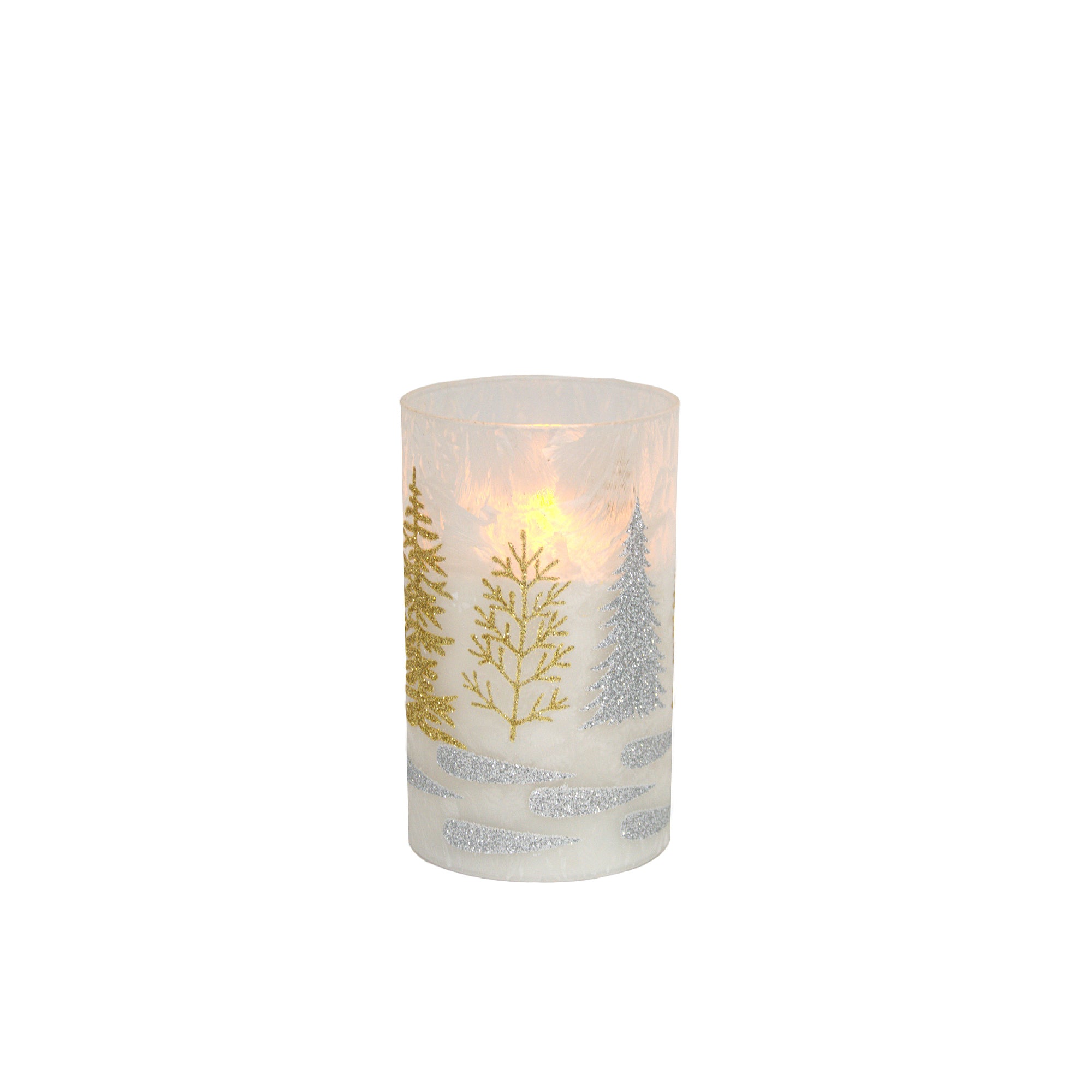 5" LED Glass Wax Candle Christmas Tree Gold, Christmas, Decorative Candle, Holiday Decor