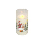 6" LED Glass Wax Candle Snowman, Christmas, Decorative Candle, Holiday Decor