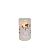 5" LED Glass Wax Candle Snowman, Christmas, Decorative Candle, Holiday Decor