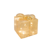 4.75" LED Glass Gift Box Gold, Storage Box, Holiday Decor