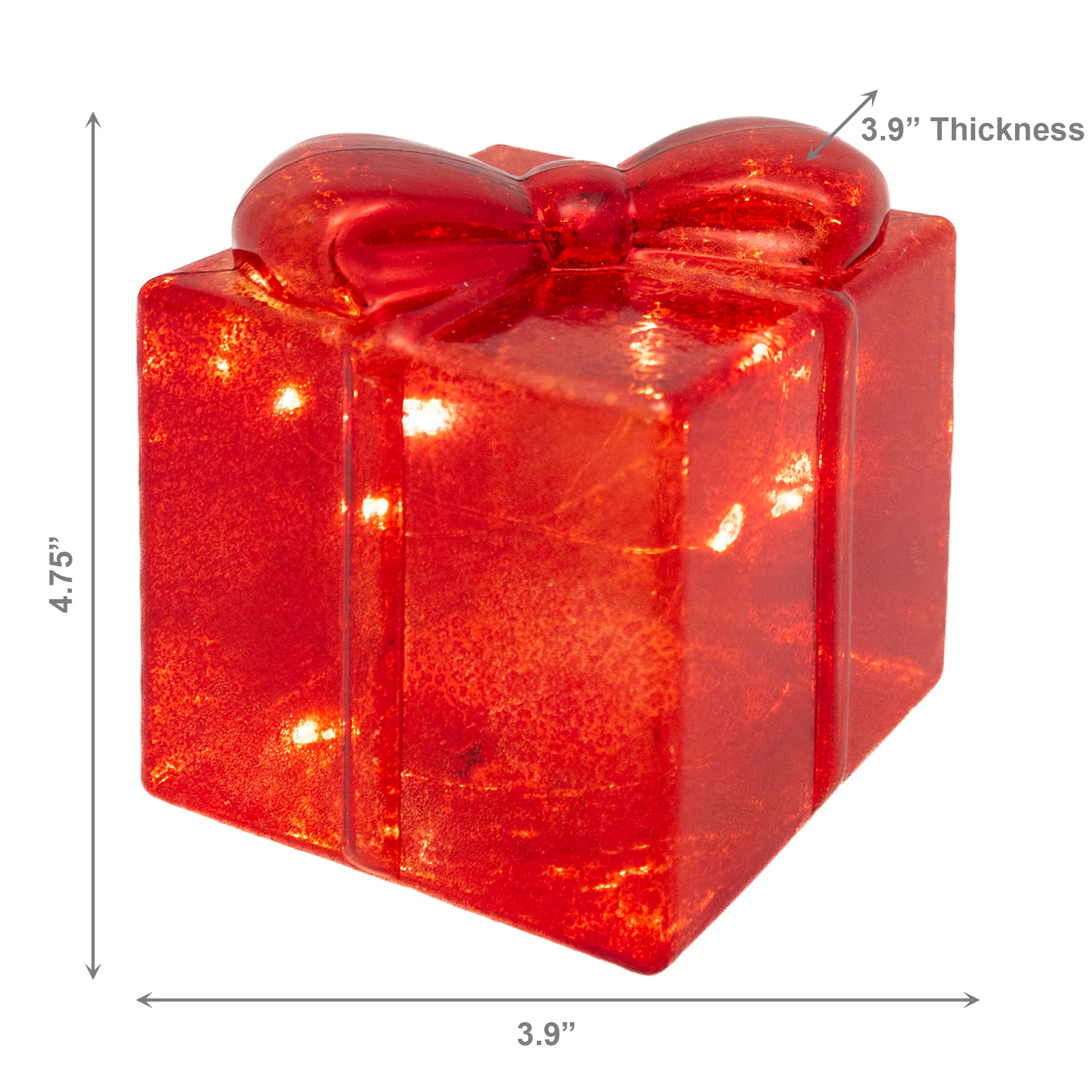 4.75" LED Glass Gift Box Red, Storage Box, Holiday Decor