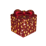 4.75" LED Glass Gift Box Red with Icons, Storage Box, Holiday Decor
