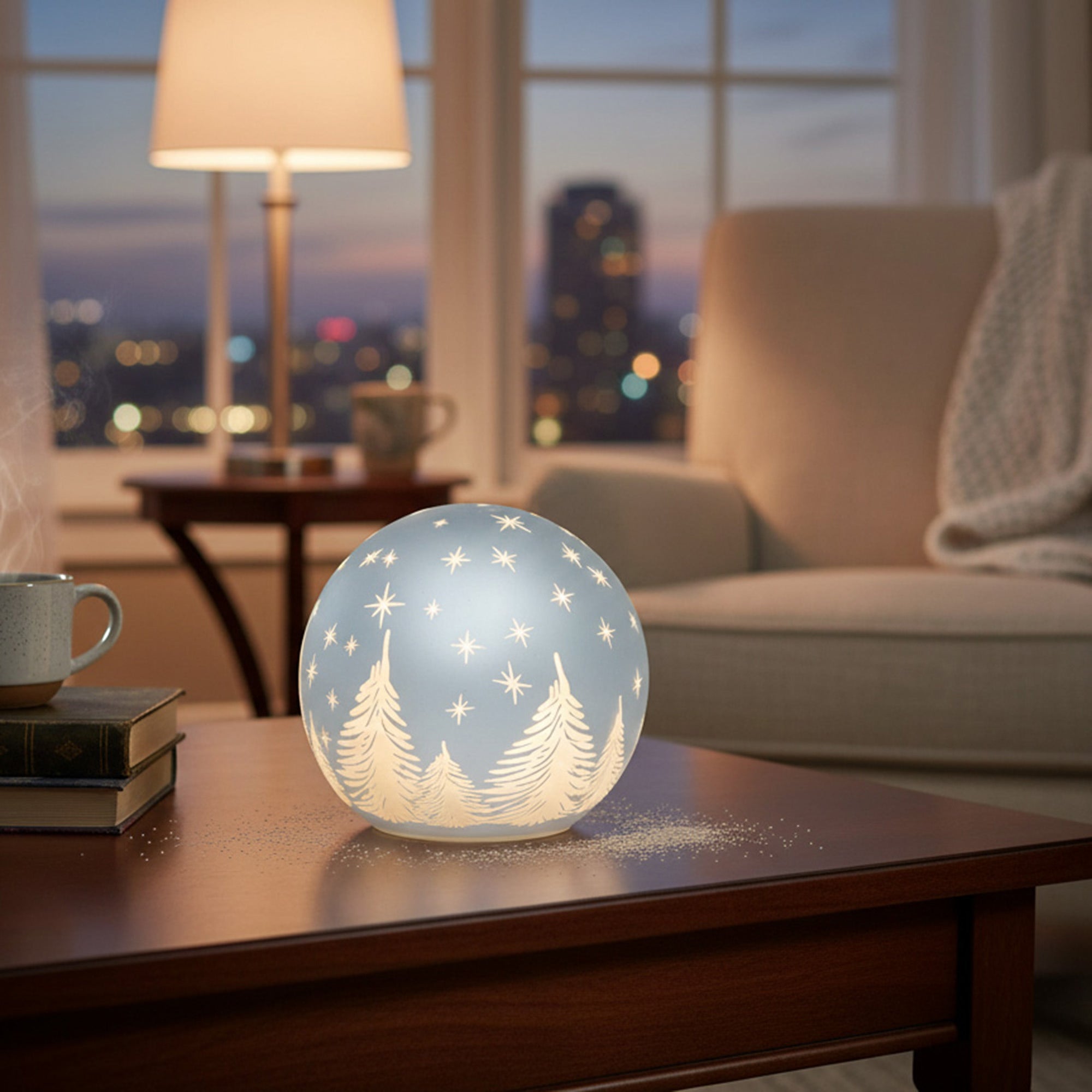 4.3" LED Glass Globe Decor Christmas Tree Silver, Christmas, Holiday Decor