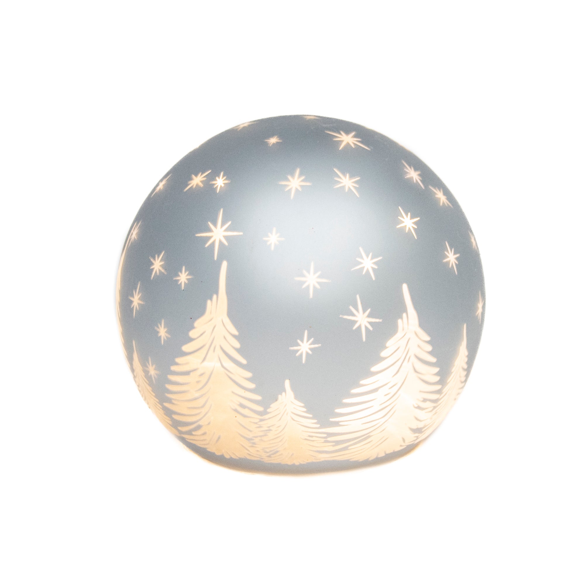 4.3" LED Glass Globe Decor Christmas Tree Silver, Christmas, Holiday Decor