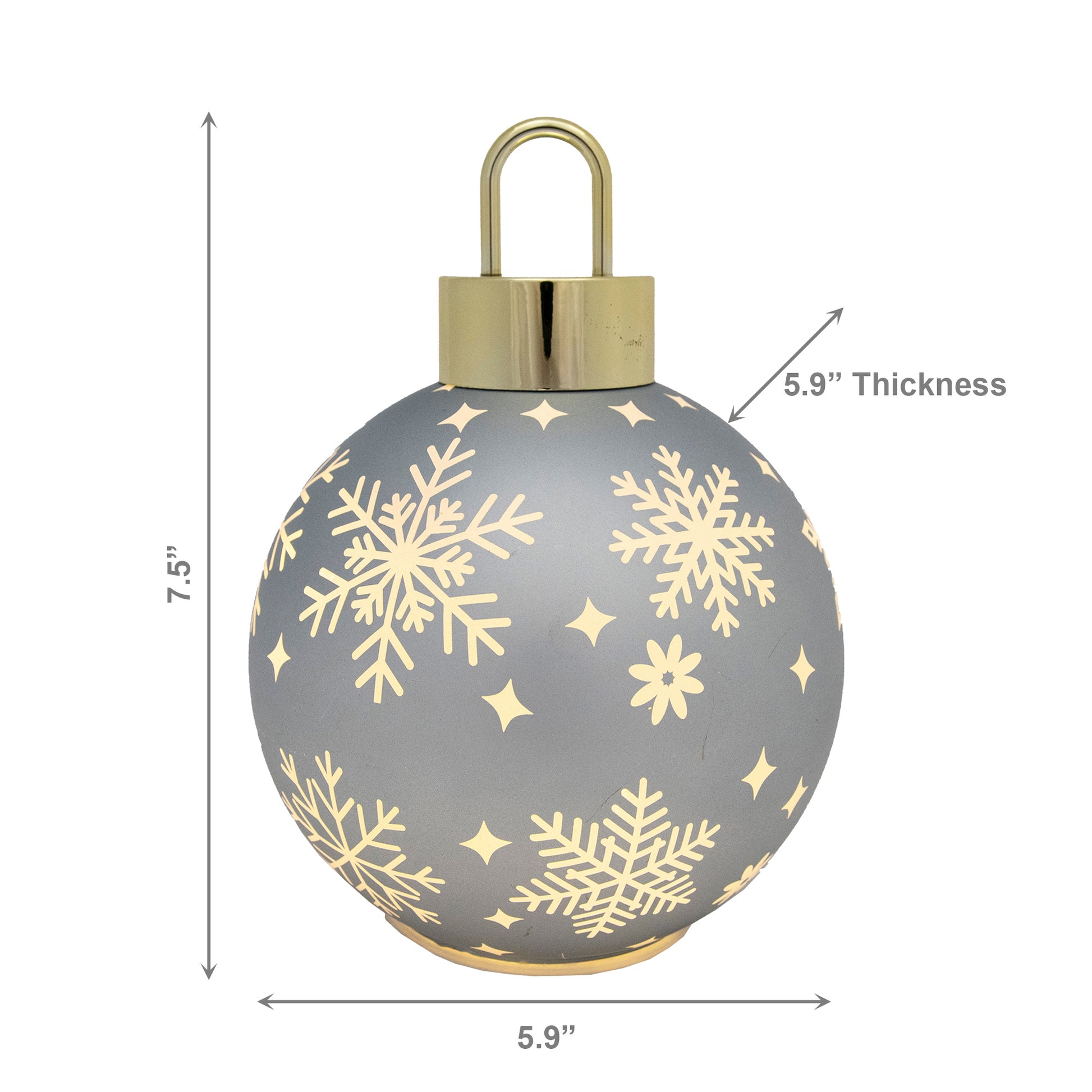 7.5" LED Glass Ball Ornament Snowflakes Silver, Ornament, Holiday Decor