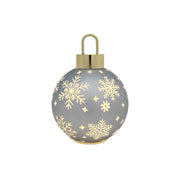 7.5" LED Glass Ball Ornament Snowflakes Silver, Ornament, Holiday Decor