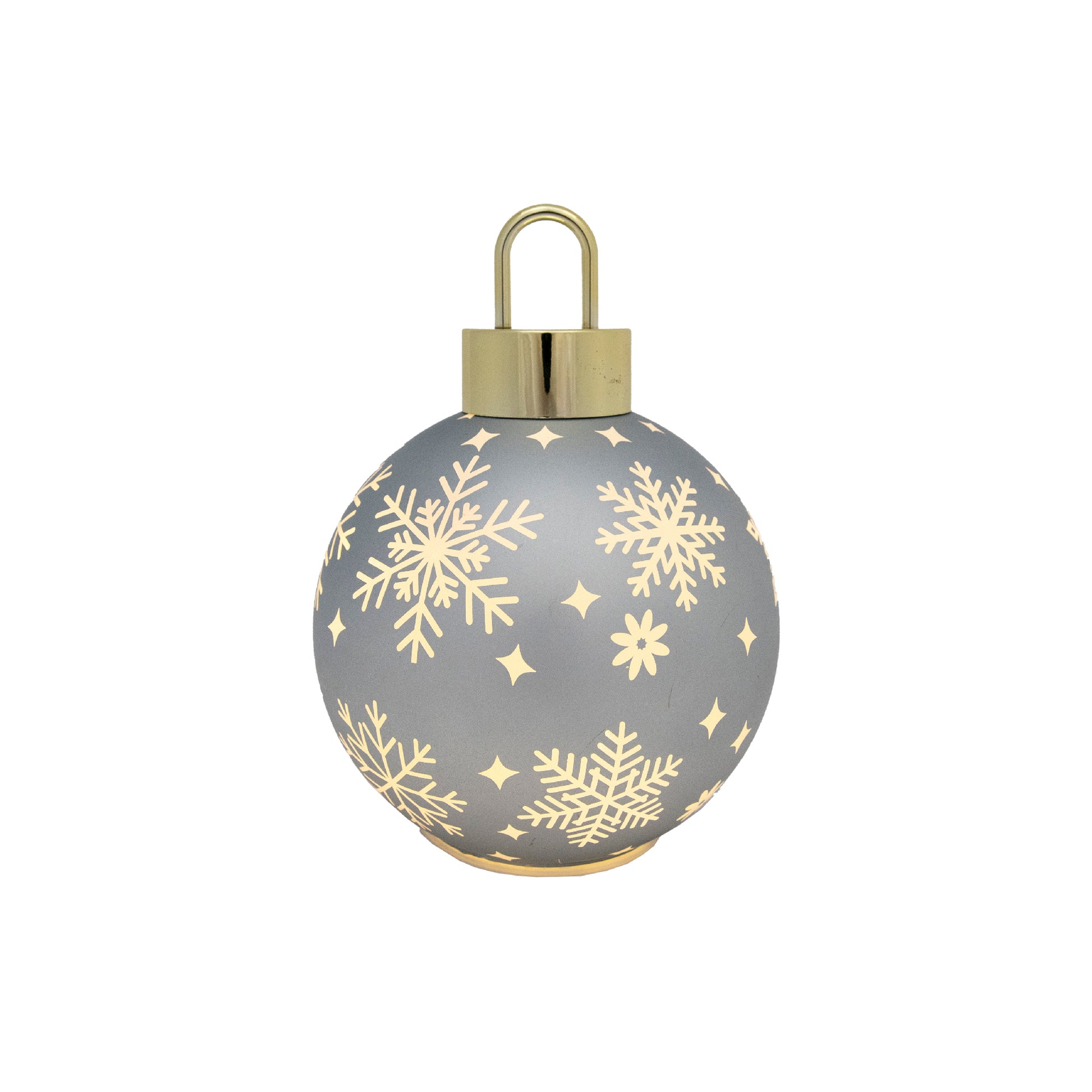 7.5" LED Glass Ball Ornament Snowflakes Silver, Ornament, Holiday Decor