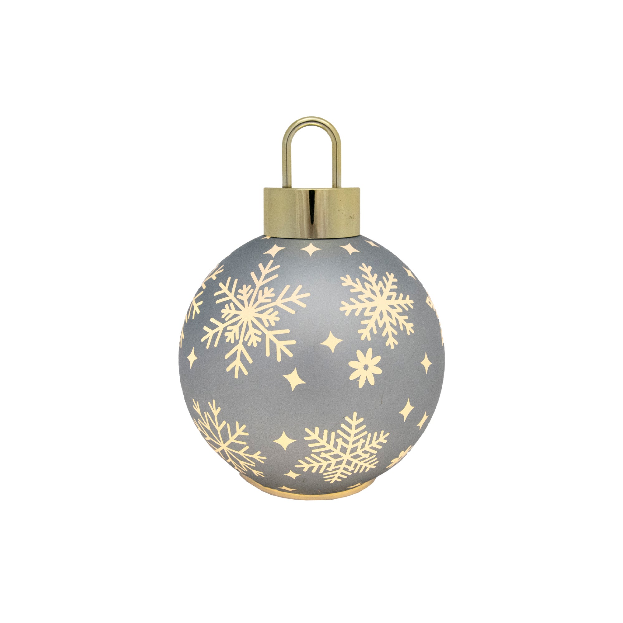 7.5" LED Glass Ball Ornament Snowflakes Silver, Ornament, Holiday Decor