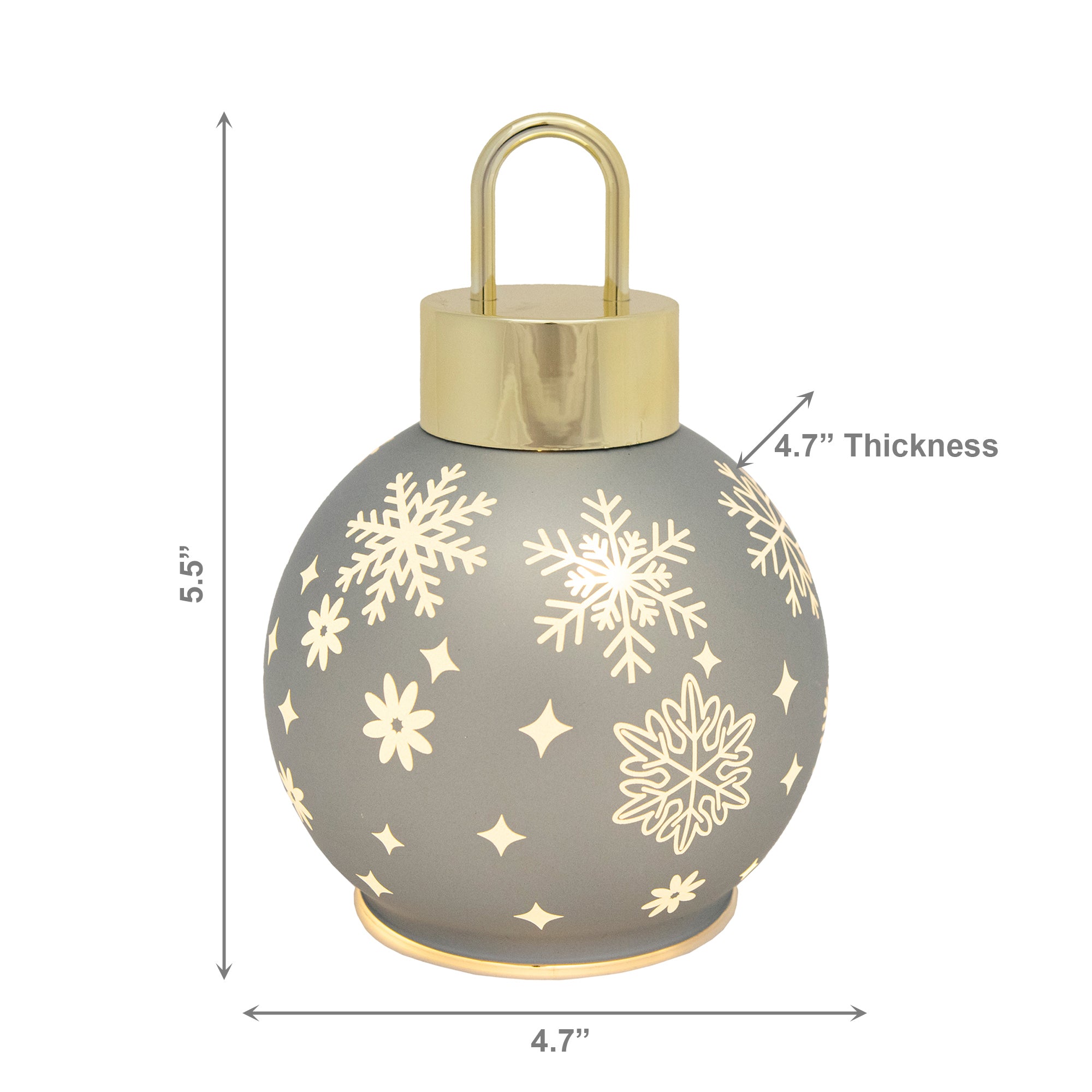 5.5" LED Glass Ball Ornament Snowflakes Silver, Ornament, Holiday Decor