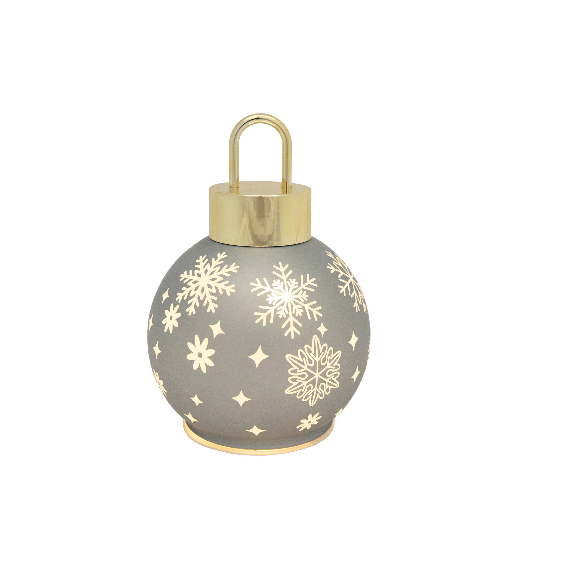 5.5" LED Glass Ball Ornament Snowflakes Silver, Ornament, Holiday Decor