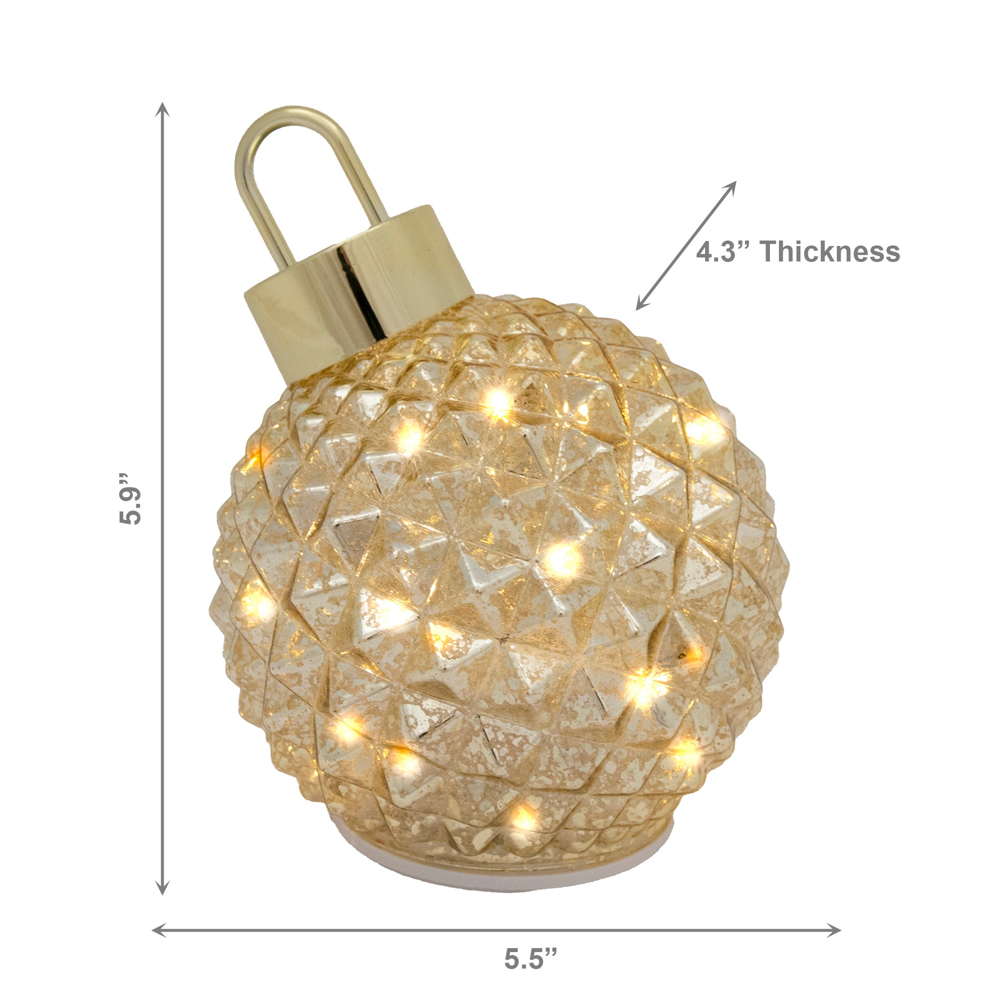 5.5" LED Leaning Diamond Rotating Glass Ornament Gold, Ornament, Holiday Decor