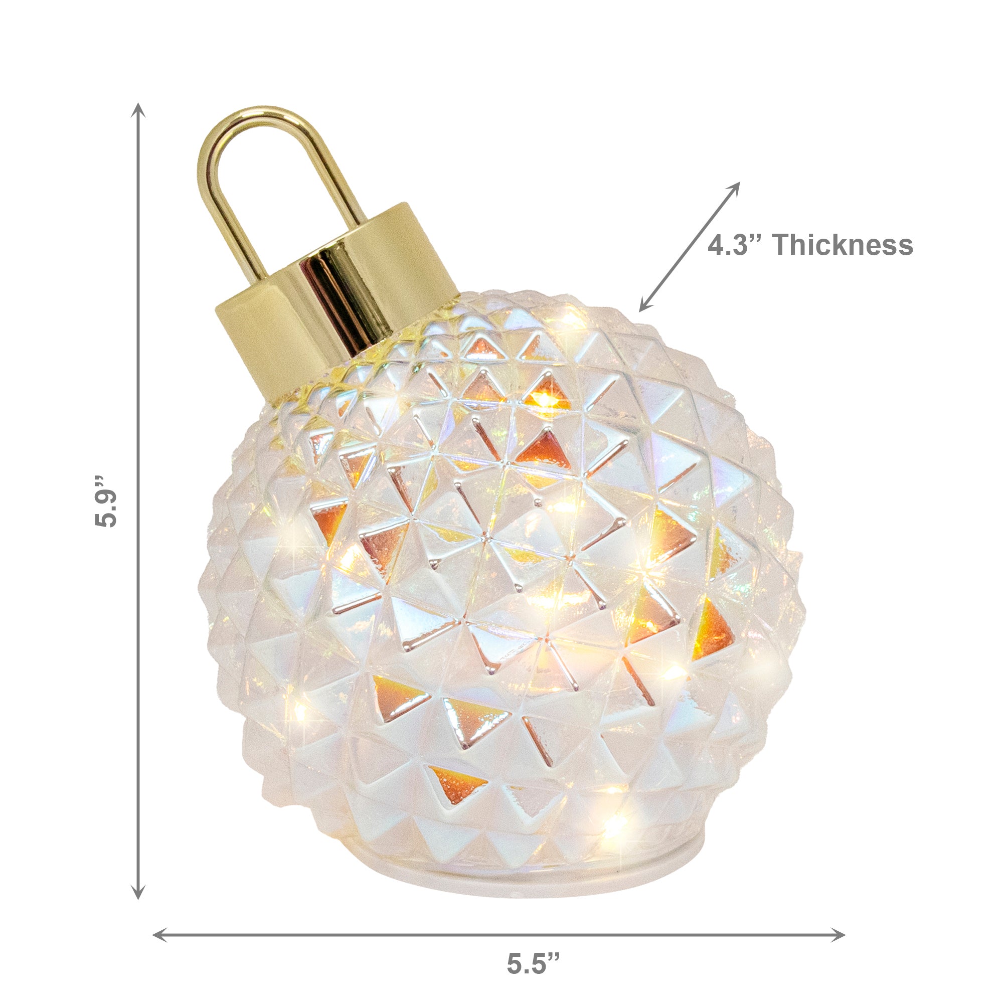 5.5" LED Leaning Diamond Rotating Glass Ornament Silver, Ornament, Holiday Decor