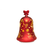 7.3" LED Rotating Glass Bell Decor Snowflakes Red, Holiday Decor
