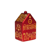 5.7" LED Glass House Decor 3Story Red, Holiday Decor