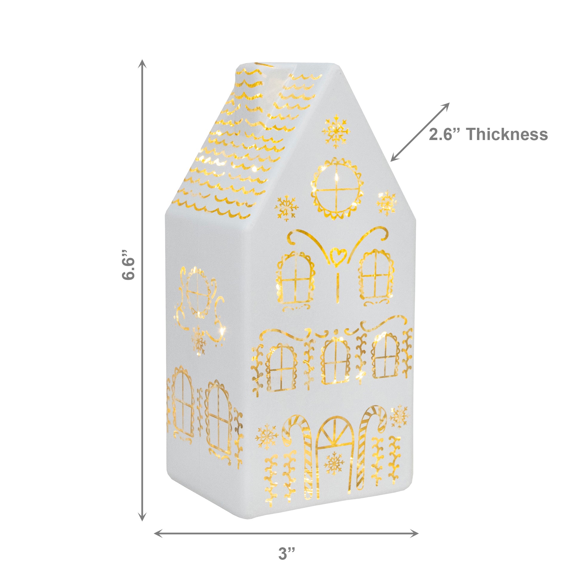 6.6" LED Glass House Decor 4Story White, Holiday Decor