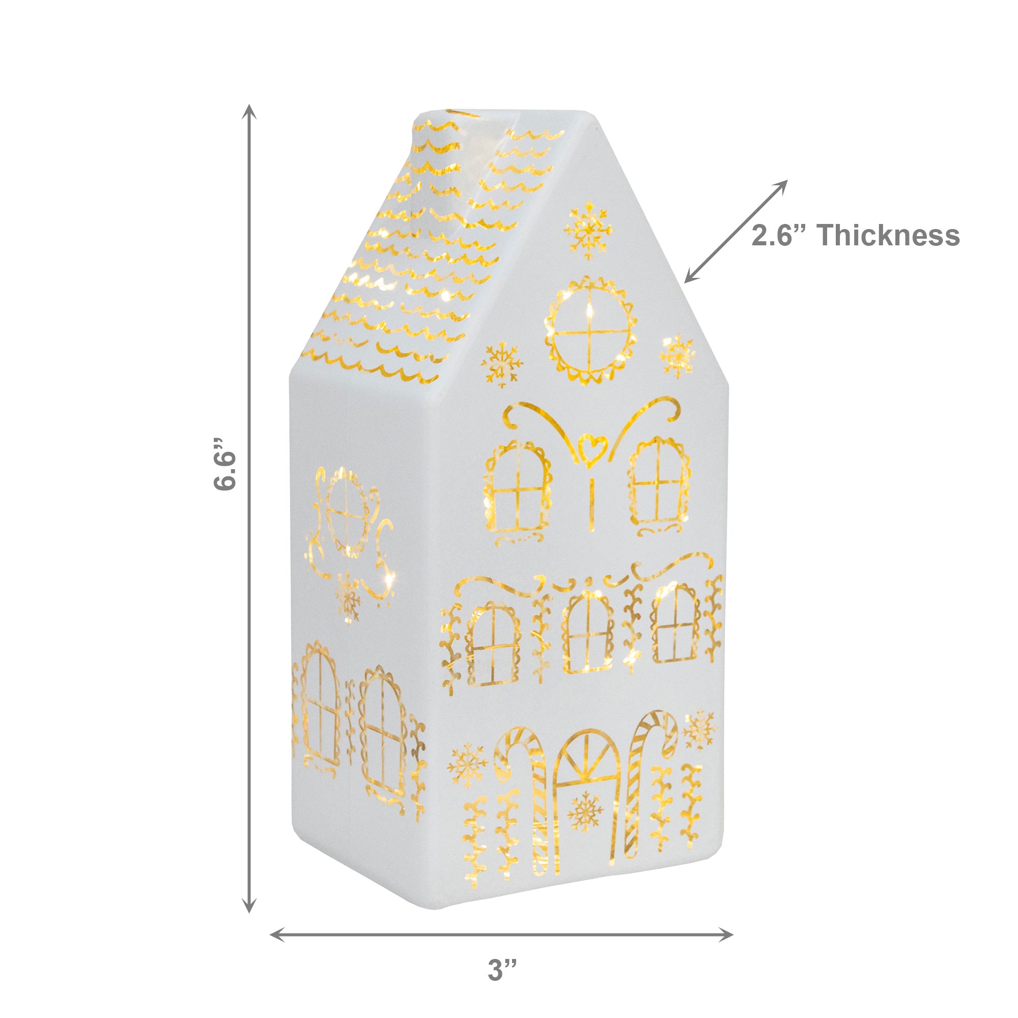 6.6" LED Glass House Decor 4Story White, Holiday Decor
