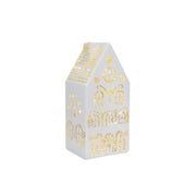 6.6" LED Glass House Decor 4Story White, Holiday Decor