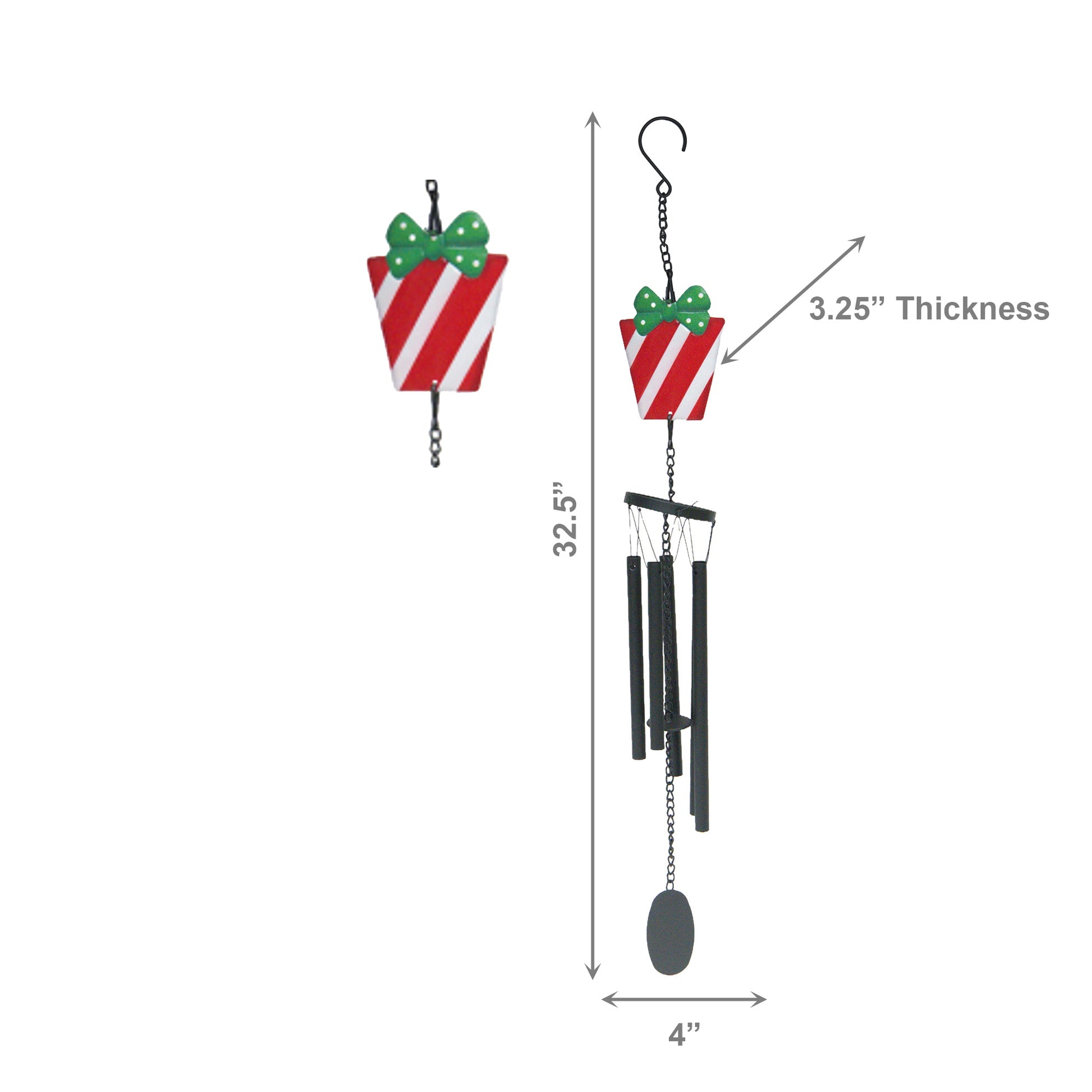 Metal Wind Chime Present, Wind Chime, Holiday Decor