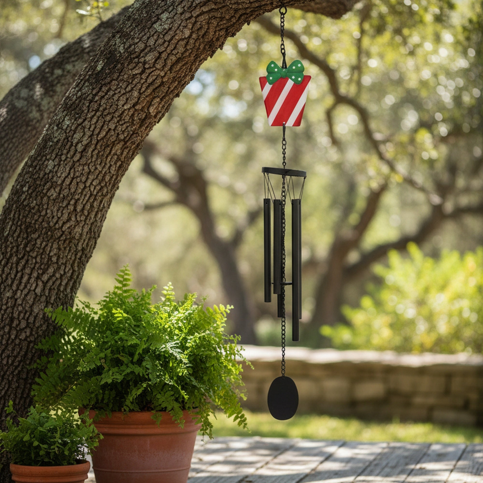 Metal Wind Chime Present, Wind Chime, Holiday Decor
