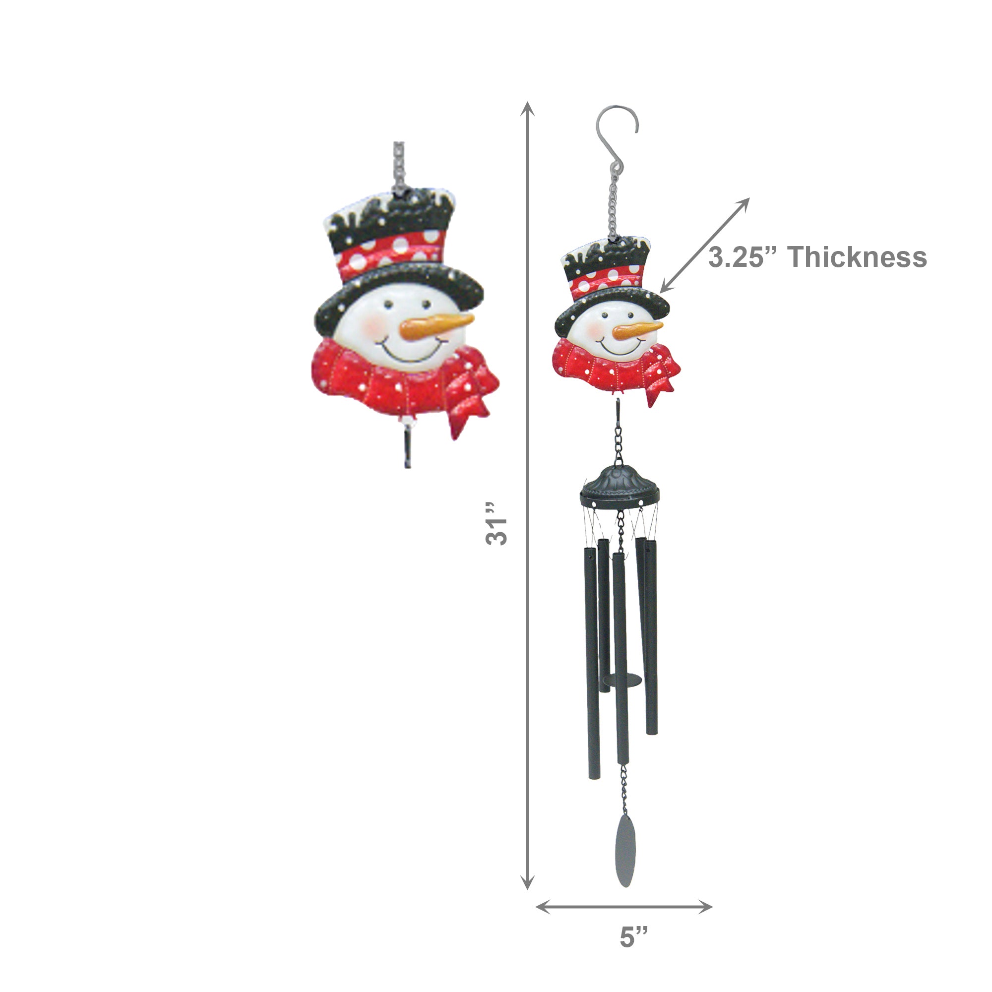 Metal Wind Chime Snowman, Christmas, Wind Chime, Holiday Decor