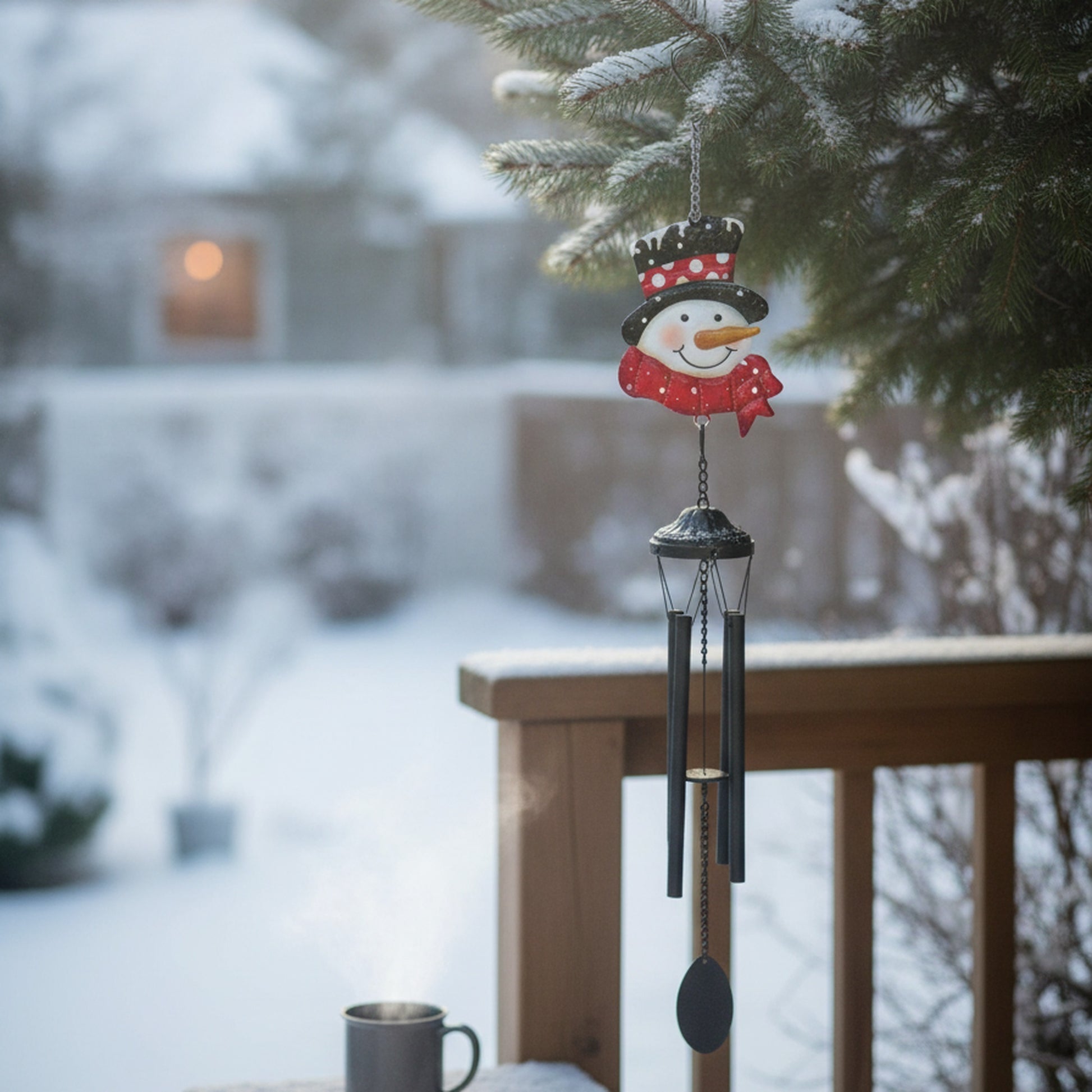Metal Wind Chime Snowman, Christmas, Wind Chime, Holiday Decor