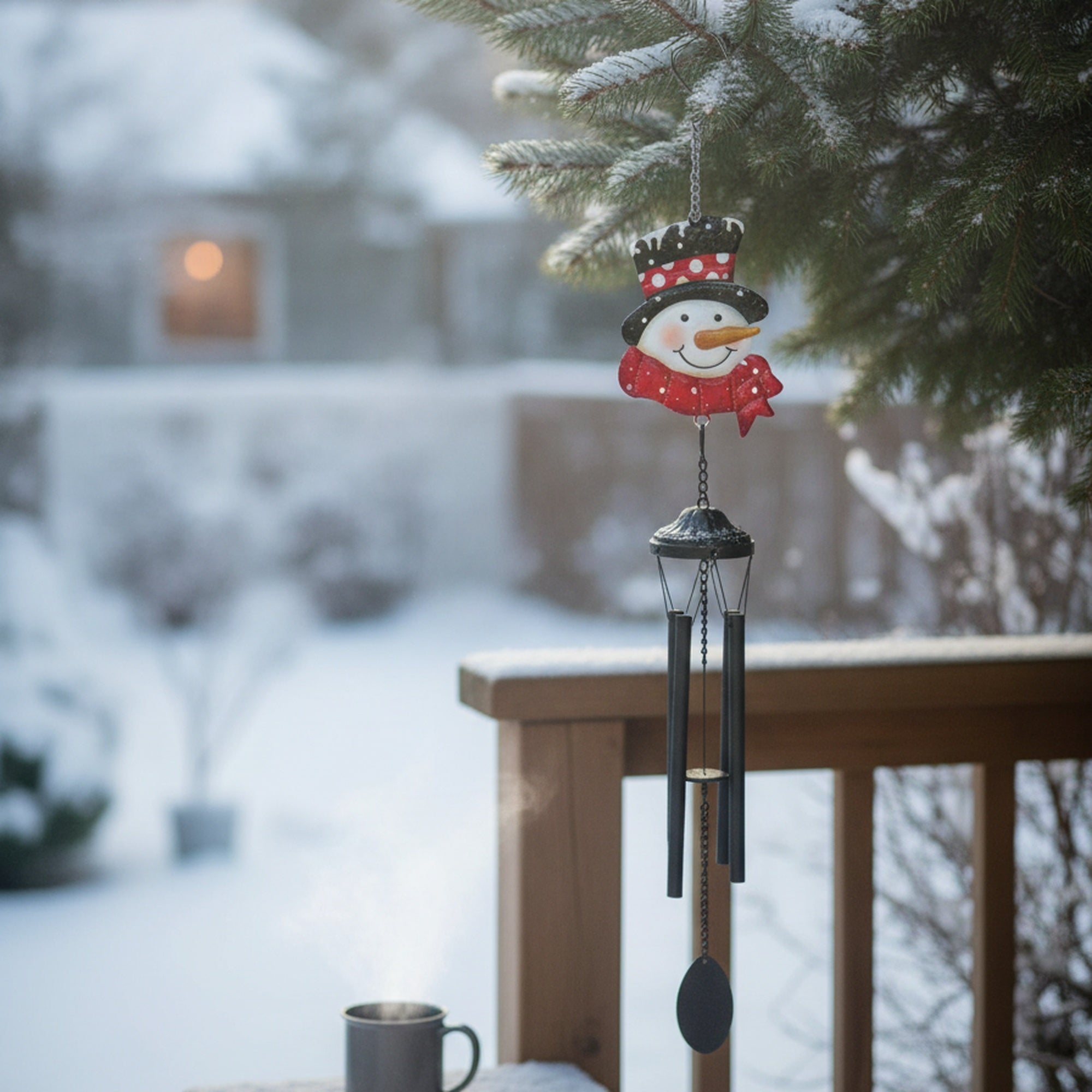 Metal Wind Chime Snowman, Christmas, Wind Chime, Holiday Decor