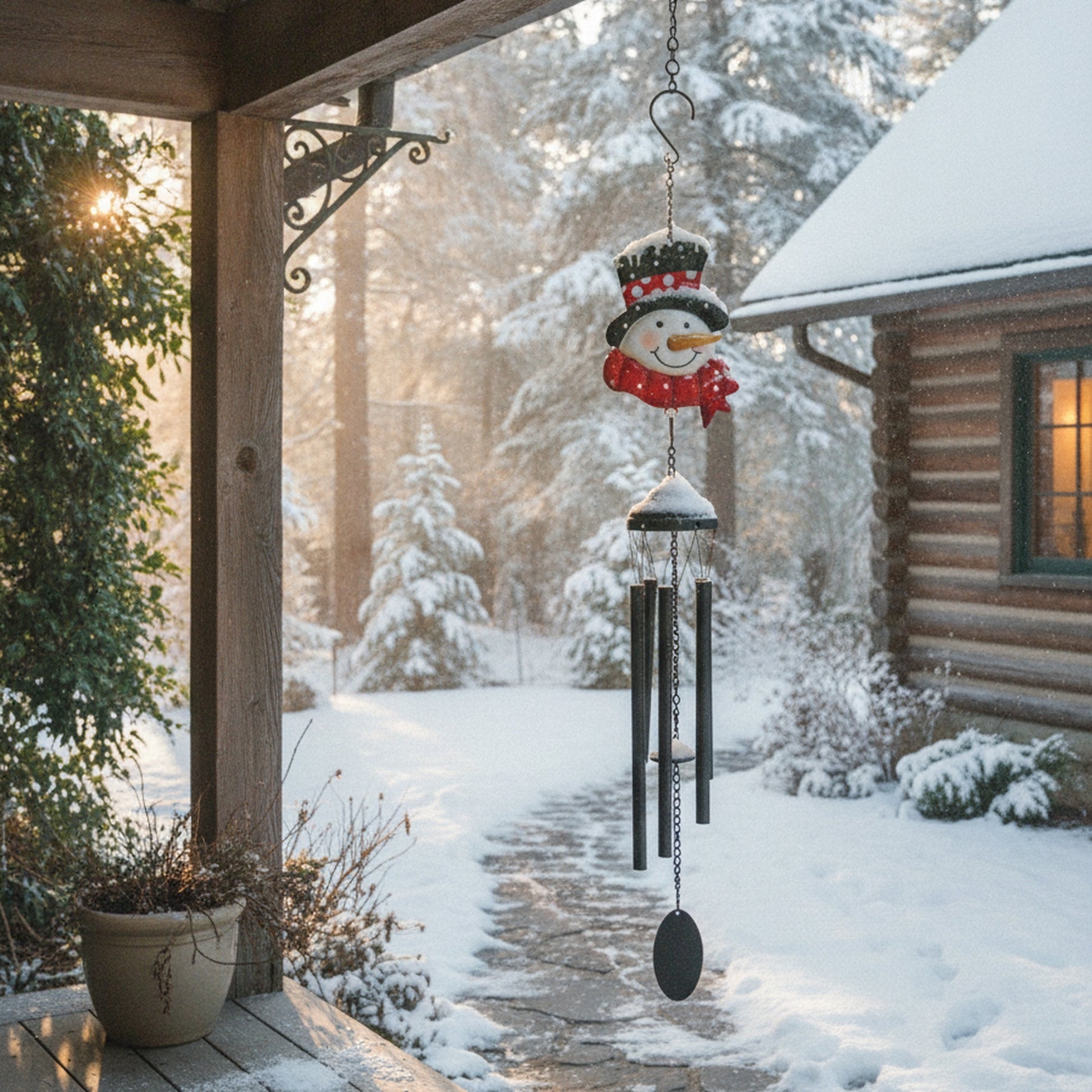Metal Wind Chime Snowman, Christmas, Wind Chime, Holiday Decor