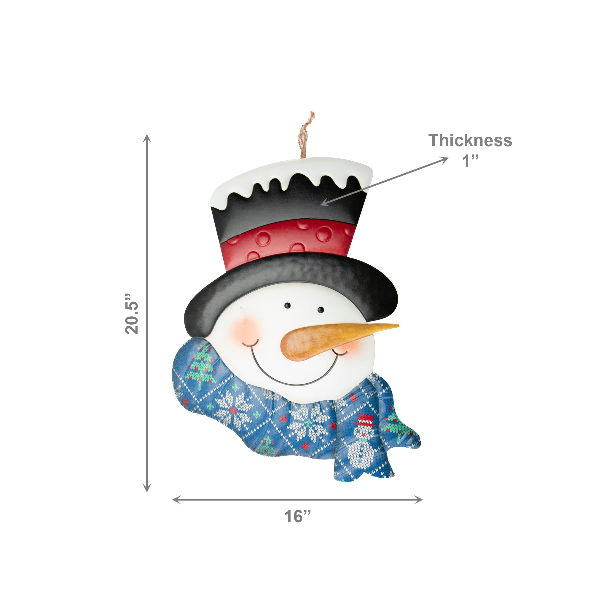 Metal Wall Hanger Snowman with Snowflake Scarf, Christmas, Wall Decor, Holiday Decor