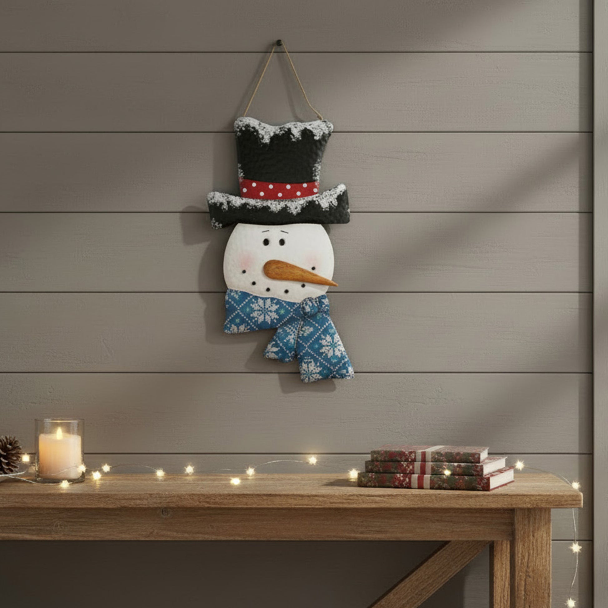 Metal Wall Hanger Snowman with Snowflake Scarf, Christmas, Wall Decor, Holiday Decor