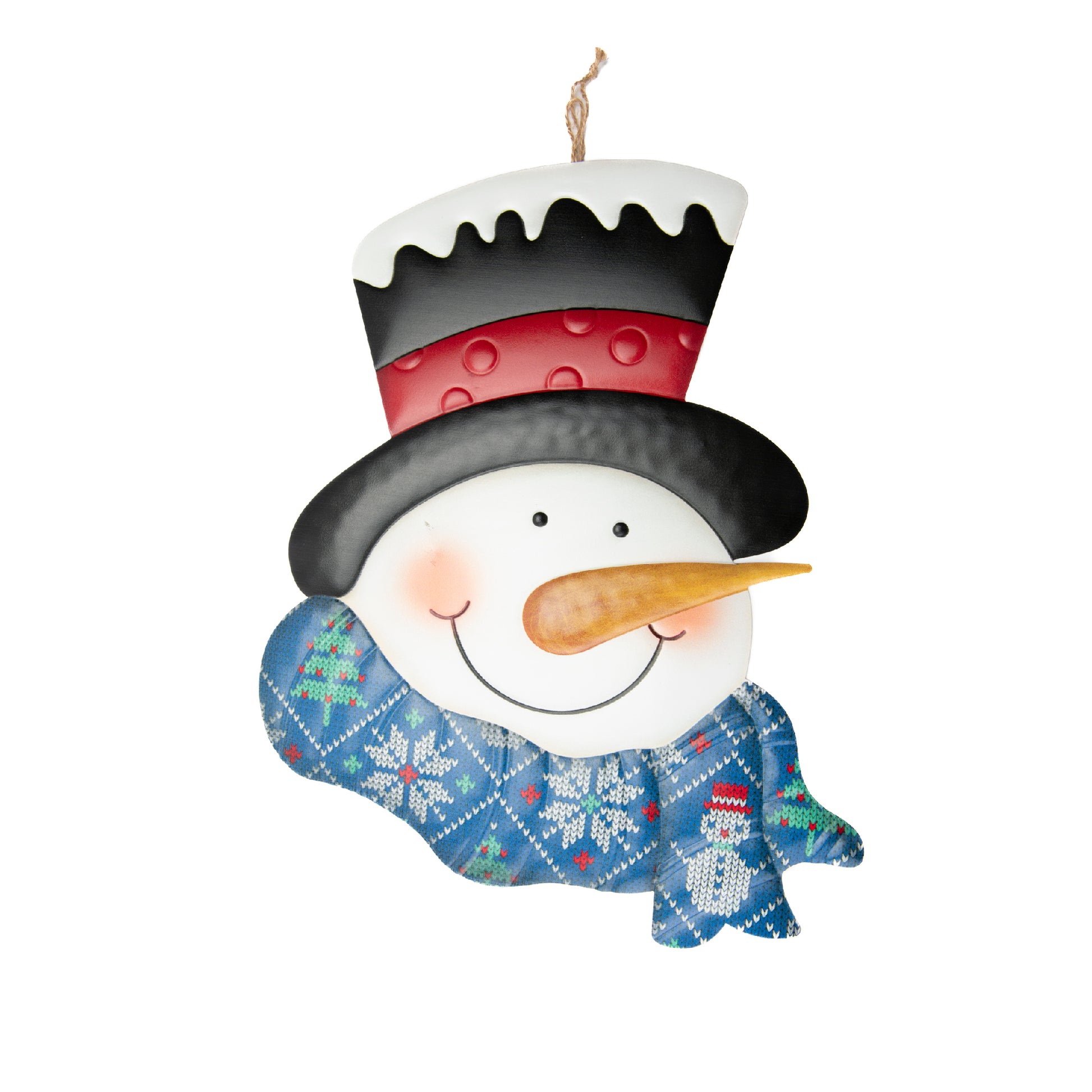 Metal Wall Hanger Snowman with Snowflake Scarf, Christmas, Wall Decor, Holiday Decor
