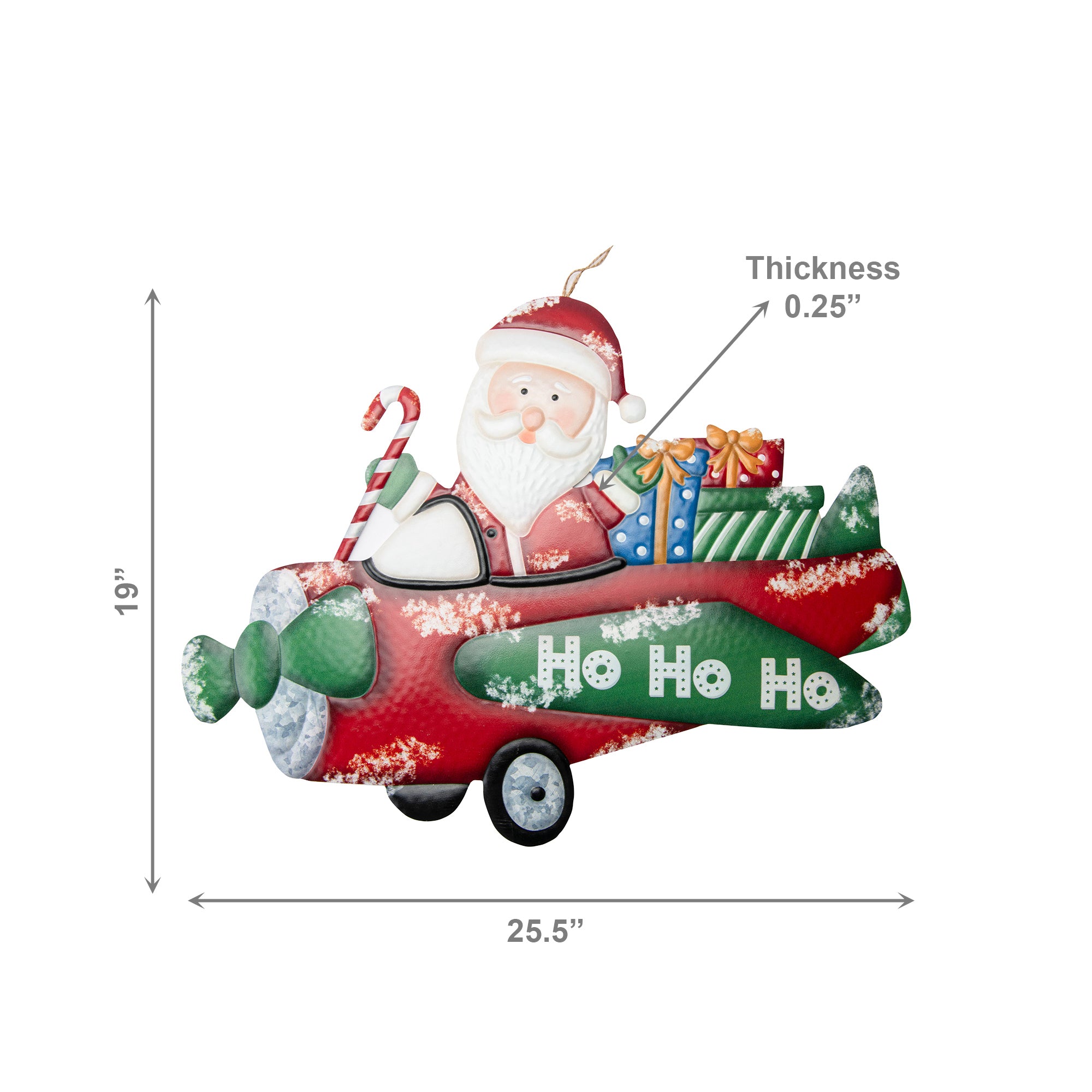 Metal Wall Hanger Santa in Airplane with Gifts, Christmas, Wall Decor, Holiday Decor