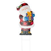 Metal Garden Stake Santa Holding Present, Christmas, Holiday Decor